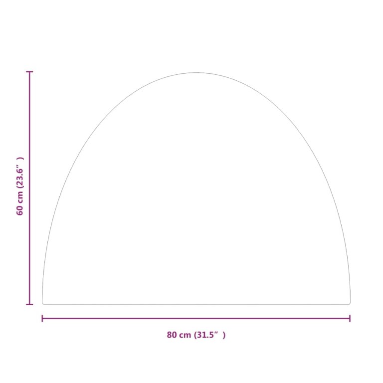 Placă de sticlă pentru șemineu ,semi-rotundă, 800x600 mm