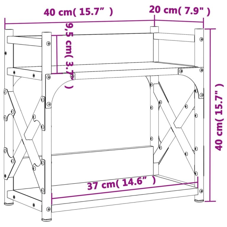 Suport imprimantă 2 niveluri gri sonoma 40x20x40 cm lemn