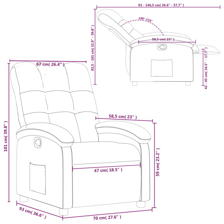 Fotoliu rabatabil, gri deschis, material textil