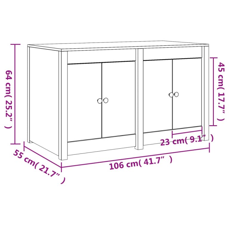 Dulap bucătărie de exterior, 106x55x64 cm, lemn masiv pin