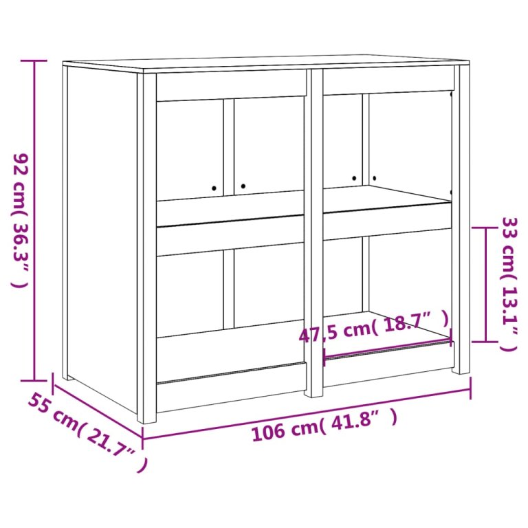 Dulap bucătărie de exterior, alb, 106x55x92 cm, lemn masiv pin