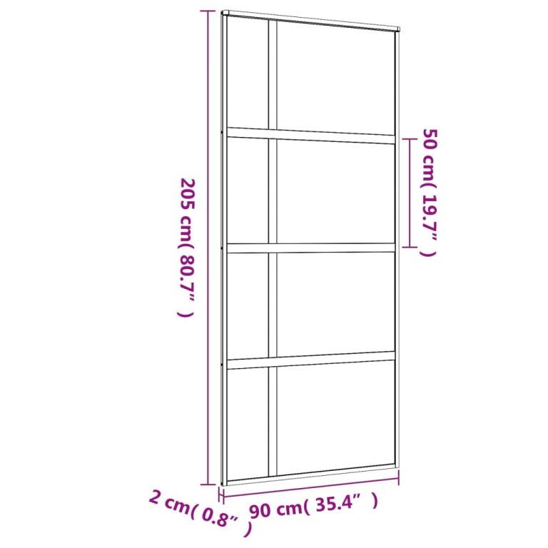 Ușă glisantă, auriu, 90x205 cm, sticlă ESG mată și aluminiu