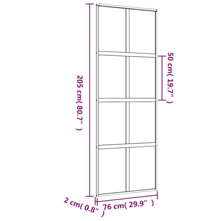 Ușă glisantă, auriu, 76x205 cm, sticlă ESG mată și aluminiu