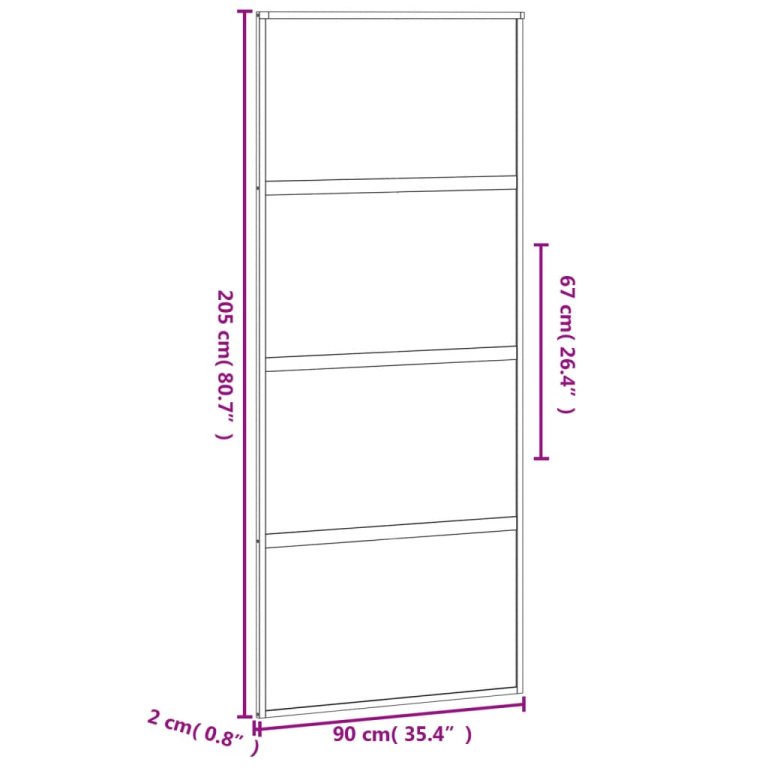 Ușă glisantă, negru, 90x205 cm, sticlă securizată și aluminiu