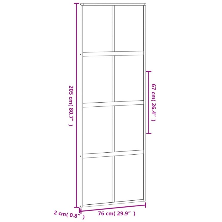 Ușă glisantă, negru, 76x205 cm, sticlă securizată și aluminiu