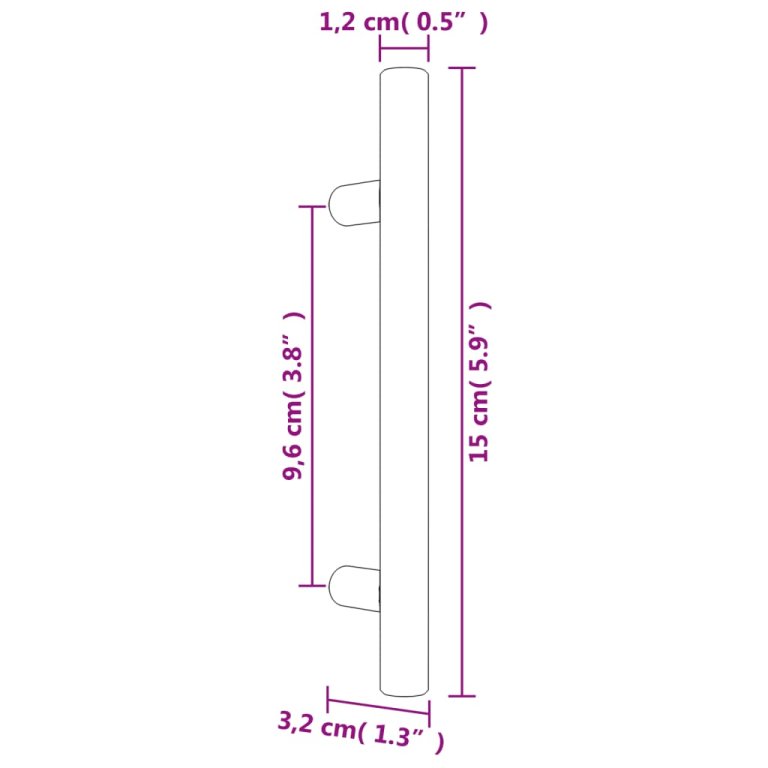 Mânere de dulap, 10 buc., negru, 96 mm, oțel inoxidabil