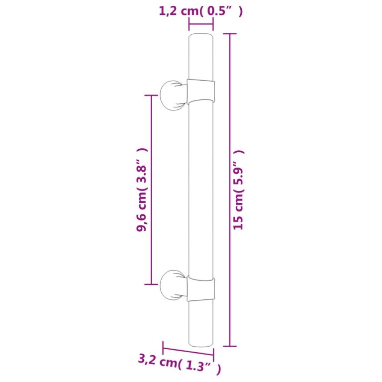 Mânere de dulap, 10 buc., negru, 96 mm, oțel inoxidabil