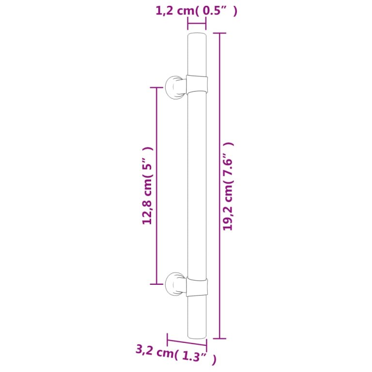 Mânere de dulap, 10 buc., argintiu, 128 mm, oțel inoxidabil