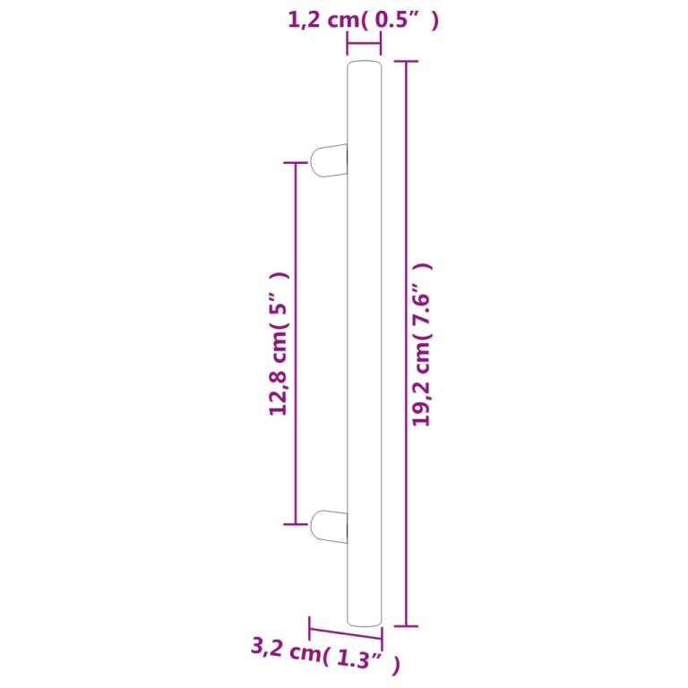 Mânere de dulap, 10 buc., argintiu, 128 mm, oțel inoxidabil