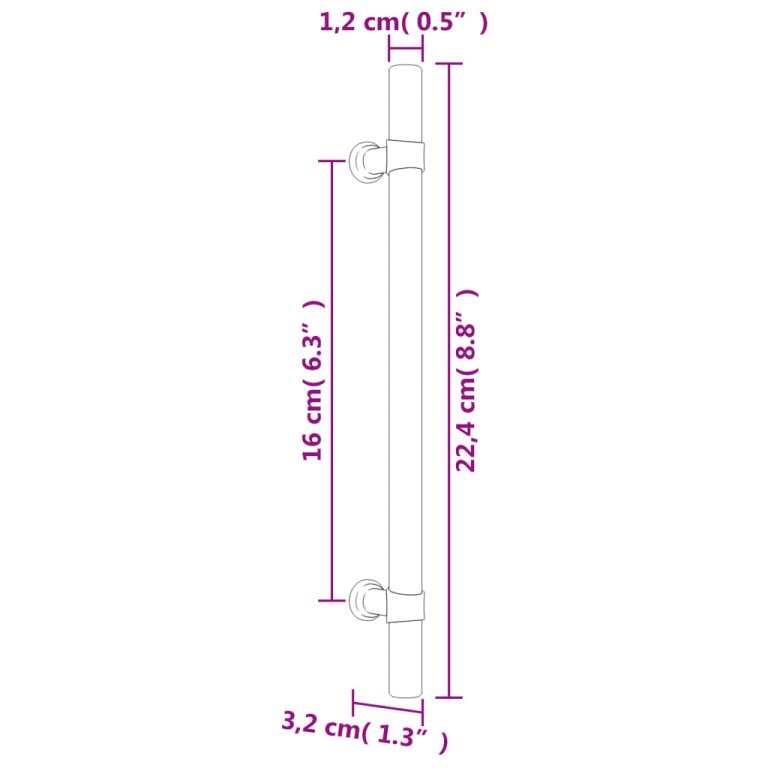 Mânere de dulap, 10 buc., negru, 160 mm, oțel inoxidabil