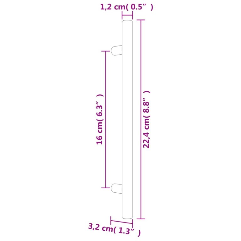 Mânere de dulap, 10 buc., negru, 160 mm, oțel inoxidabil