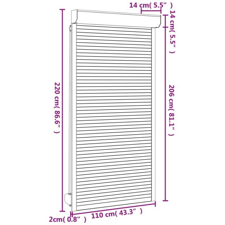 Oblon rulant, antracit, 110 x 220 cm, aluminiu