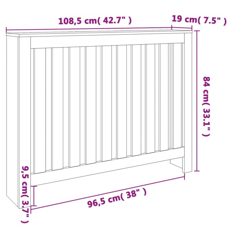 Mască pentru calorifer maro ceruit 108,5x19x84cm lemn masiv pin