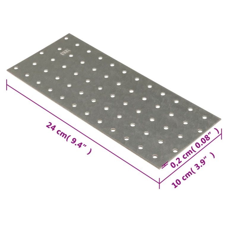 Plăci perforate, 20 buc., 2 mm, 240x100 mm, oțel galvanizat