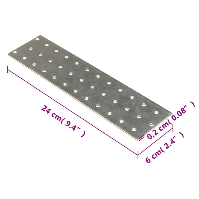 Plăci perforate, 40 buc., 2 mm, 240x60 mm, oțel galvanizat