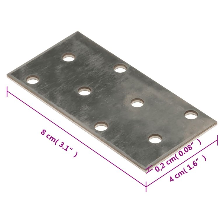 Plăci perforate, 60 buc., 2 mm, 80x40 mm, oțel galvanizat