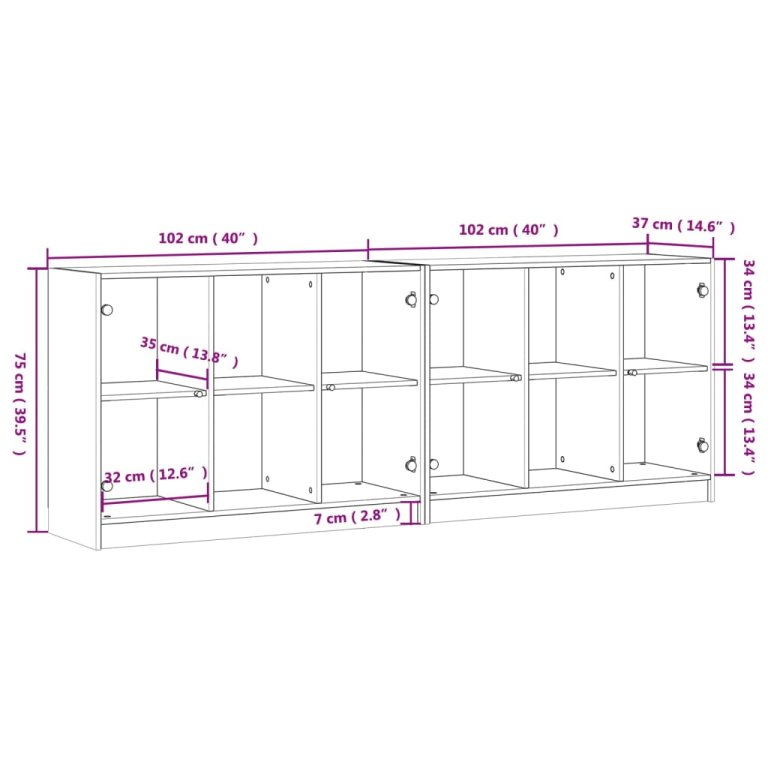 Bibliotecă cu uși, alb, 204x37x75 cm, lemn prelucrat