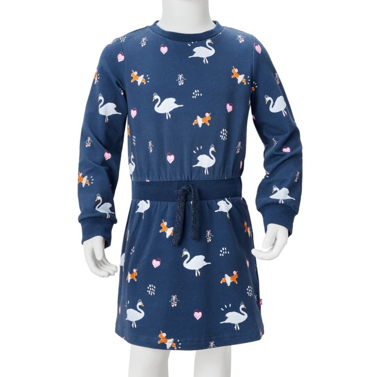 Rochie pentru copii cu mâneci lungi, bleumarin, 128