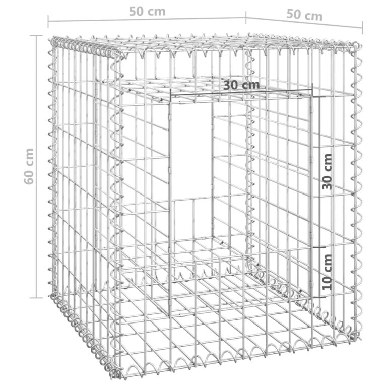 Stâlpi coș gabion, 2 buc., 50x50x60 cm, fier