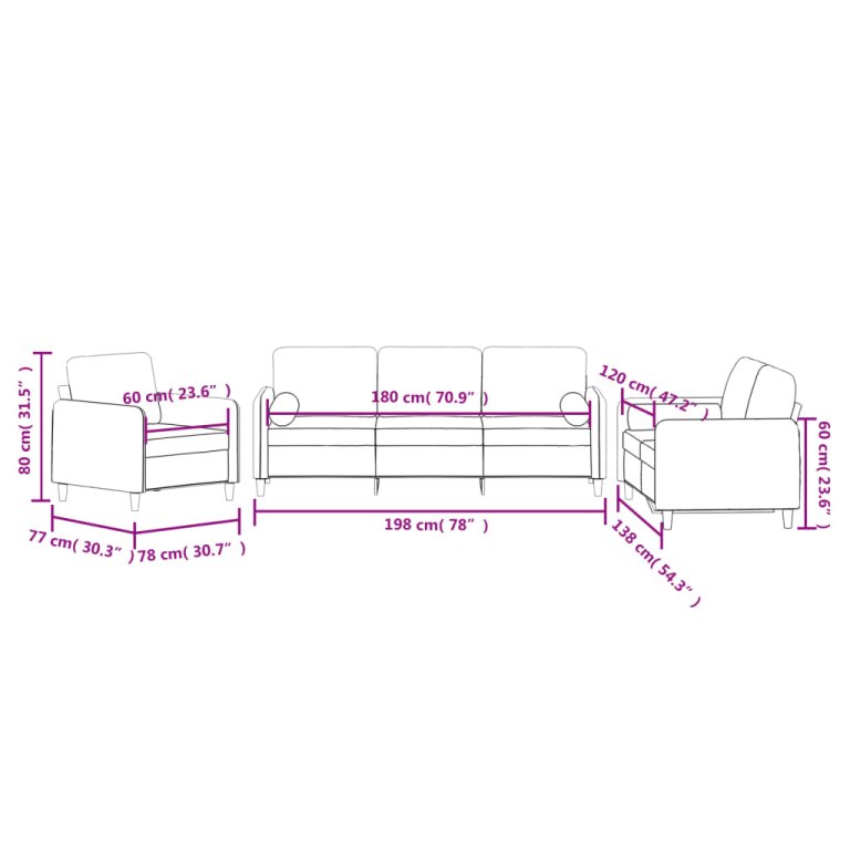 Set de canapele cu perne, 3 piese, albastru, catifea