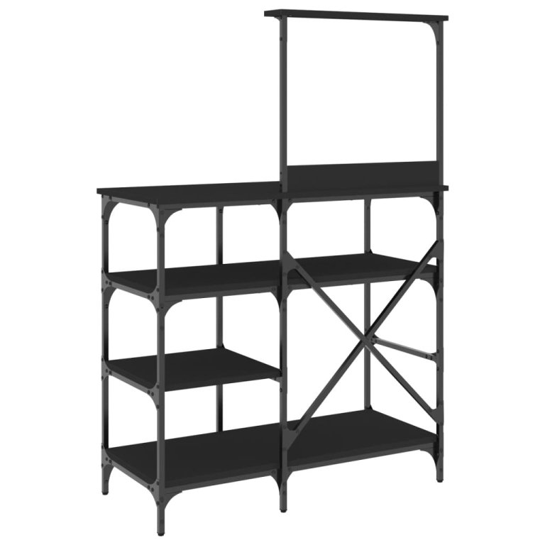 Raft pentru brutărie negru 90x40x132 cm lemn și metal prelucrat