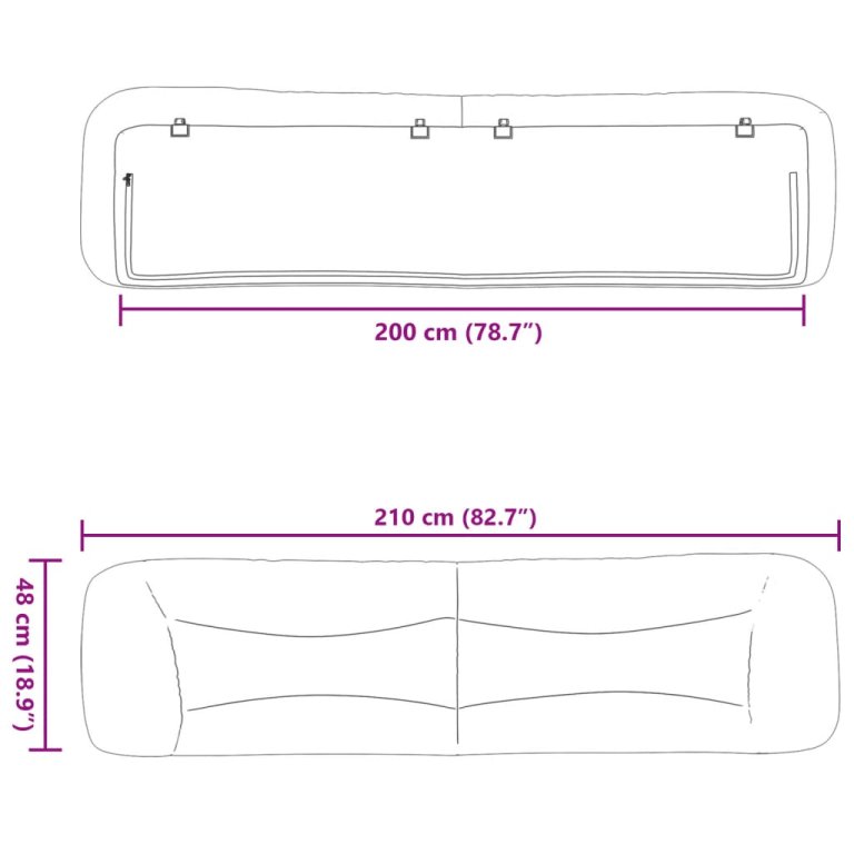 Pernă pentru tăblie de pat, crem, 200 cm, material textil