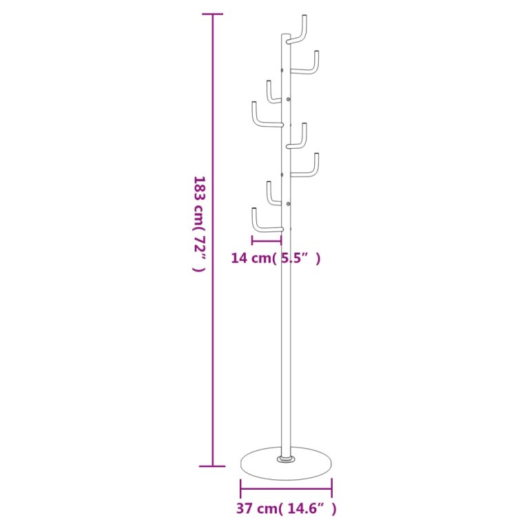 Cuier de haine, negru, 183 cm, fier vopsit electrostatic