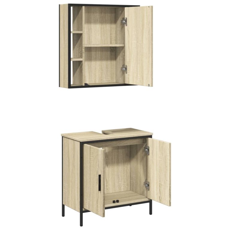 Set mobilier de baie, 2 piese, stejar sonoma, lemn prelucrat