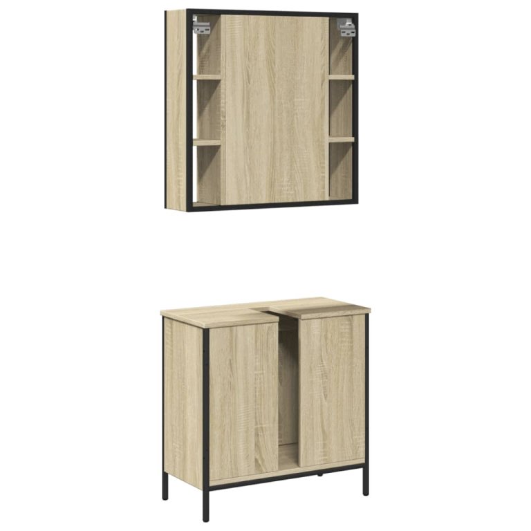 Set mobilier de baie, 2 piese, stejar sonoma, lemn prelucrat