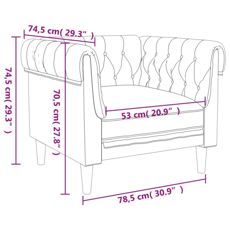 Fotoliu Chesterfield, albastru, material textil