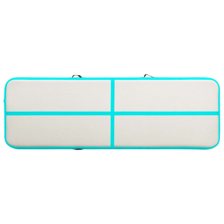 Saltea gimnastică gonflabilă cu pompă verde 400x100x15 cm PVC