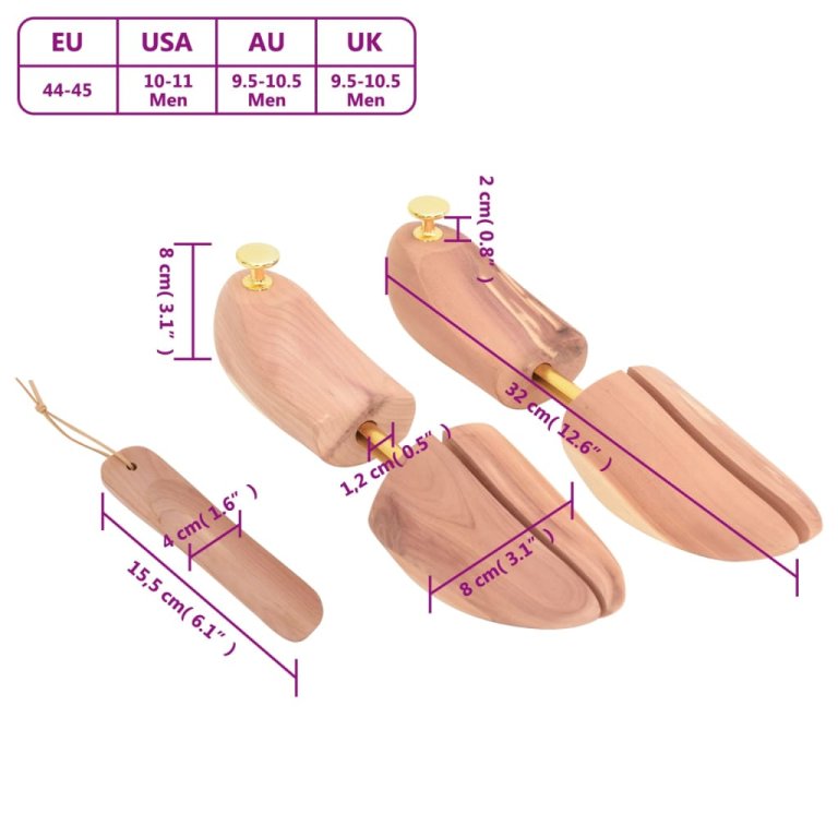 Dispozitiv lărgire pantofi încălțător EU 44-45 lemn masiv cedru