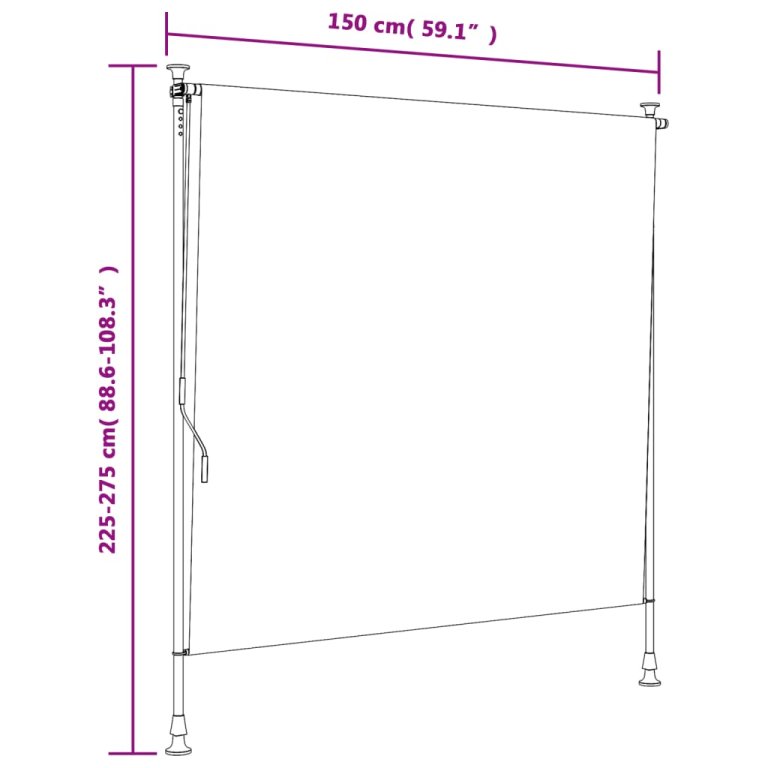 Jaluzea rulou de exterior portocaliu/alb 150x270 cm textil/oțel