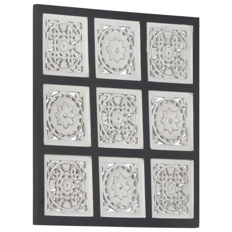 Panouri de perete sculptate manual, negru/alb, 60x60x1,5 cm MDF