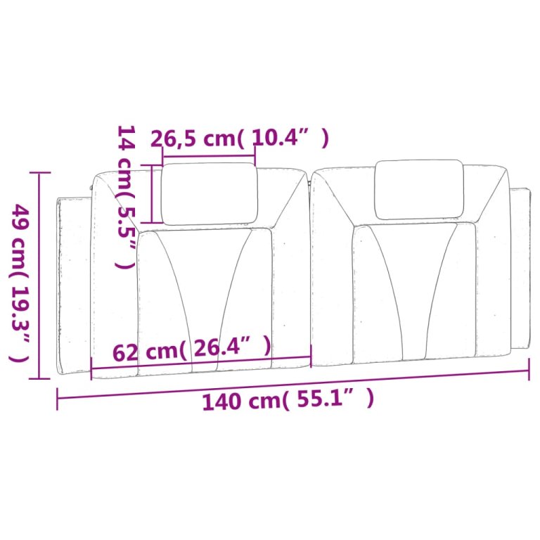 Pernă pentru tăblie pat, gri, 140 cm, piele artificială