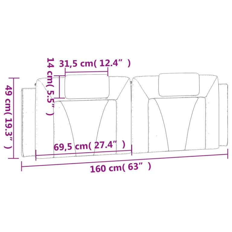 Pernă pentru tăblie pat, alb, 160 cm, piele artificială