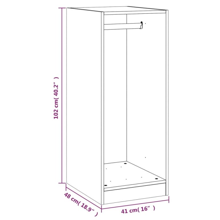 Dulap, negru, 48x41x102 cm, lemn prelucrat