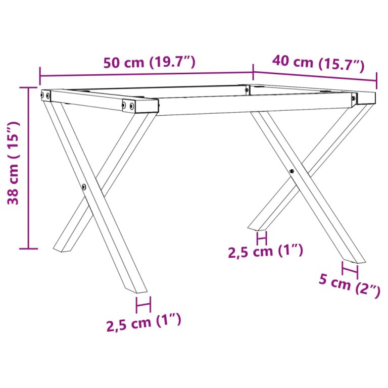 Picioare Măsuță de cafea X-Frame 50x40x38 cm Fontă