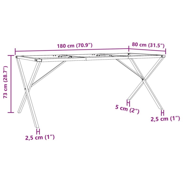 Picioare masă de sufragerie X-Frame 180x80x73 cm Fontă