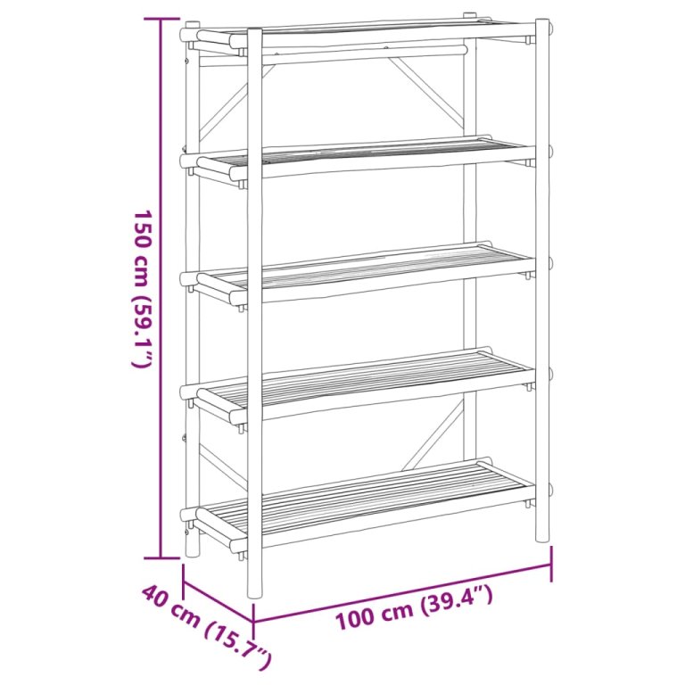 Raft cu 5 niveluri, 100x40x150 cm, bambus