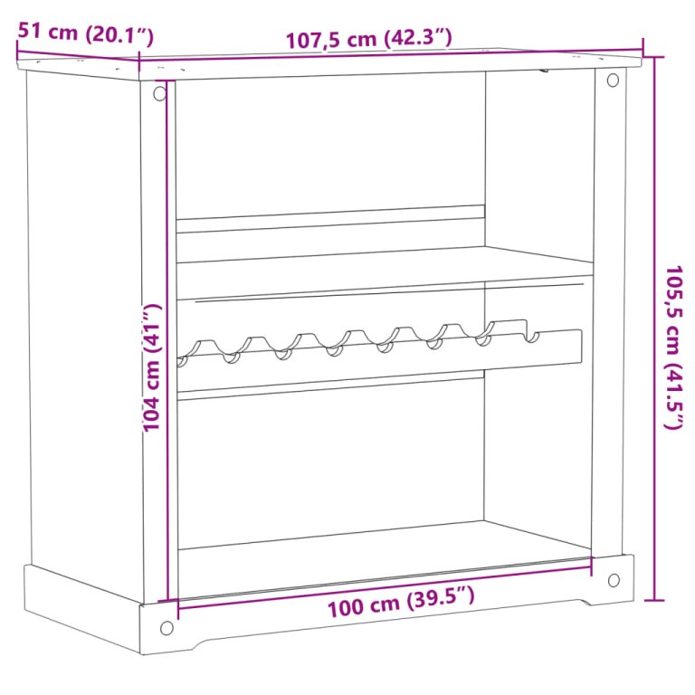 Dulap de vinuri „Corona”, 107,5x51x105,5 cm, lemn masiv de pin