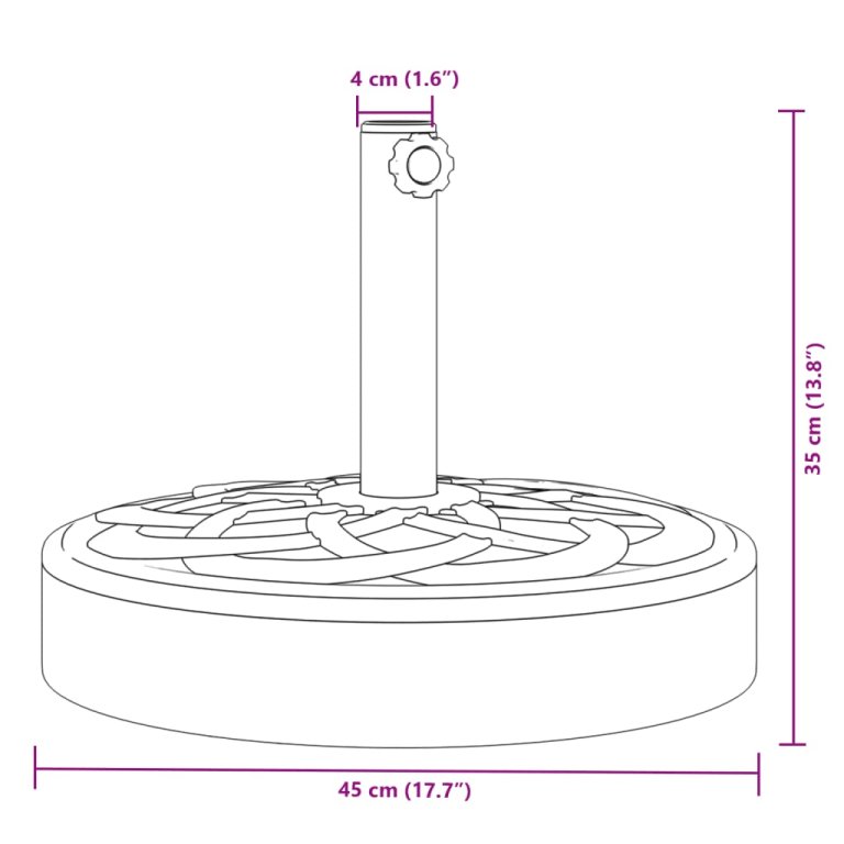 Suport umbrelă pentru stâlpi Ø38 / 48 mm, 25 kg, rotund