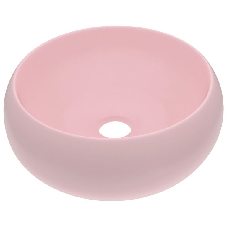 Chiuvetă de baie lux roz mat 40x15 cm ceramică rotund