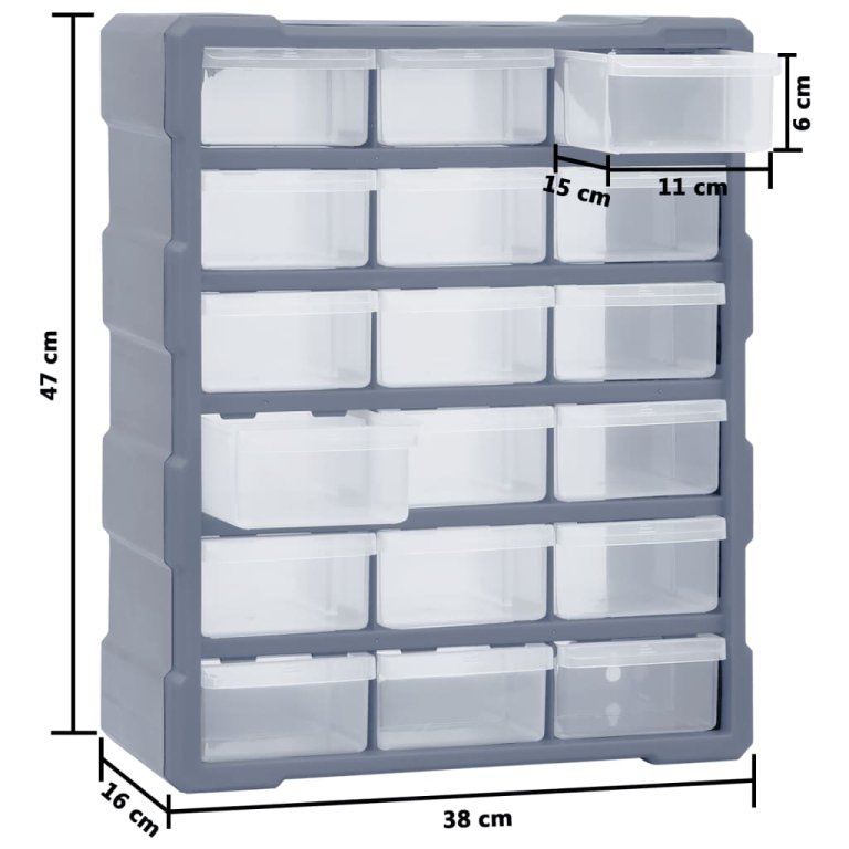 Organizator cu 18 sertare medii, 38x16x47 cm