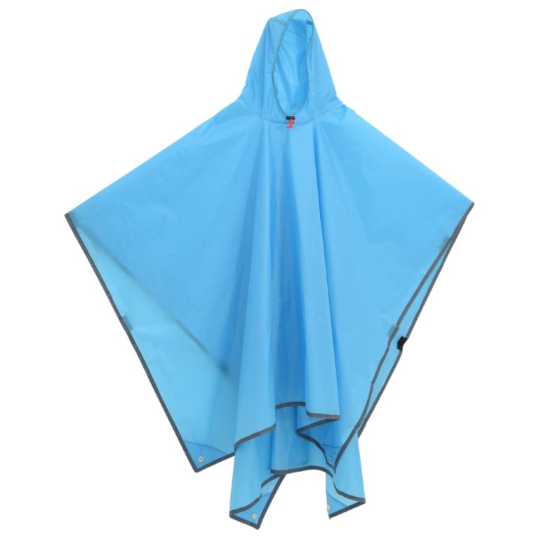 Poncho de ploaie cu glugă, design 2 în 1, albastru, 223x145 cm