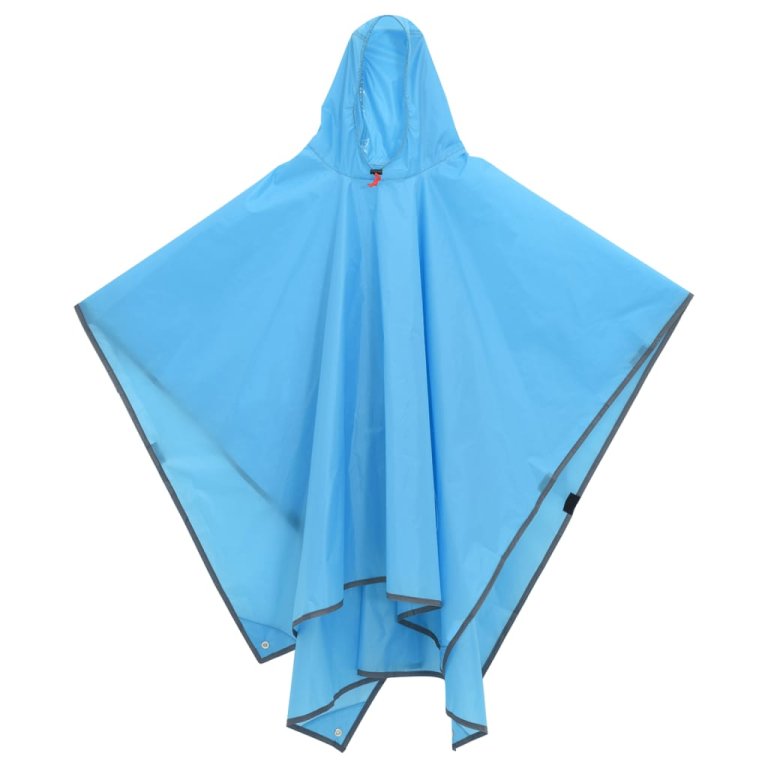 Poncho de ploaie cu glugă, design 2 în 1, albastru, 223x145 cm