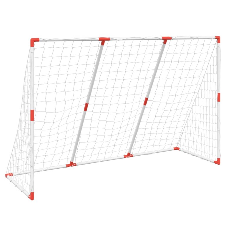 Poartă de fotbal pentru copii cu mingi 2-în-1 alb 184x64x124 cm