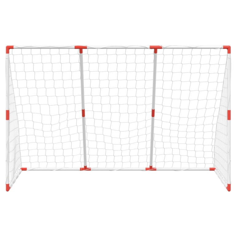 Poartă de fotbal pentru copii cu mingi 2-în-1 alb 184x64x124 cm