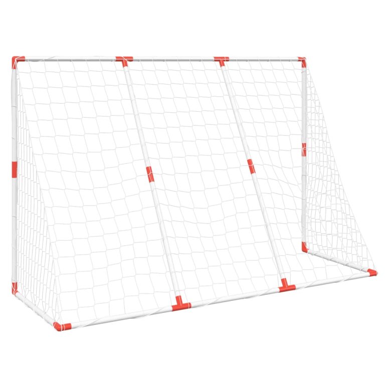 Poartă de fotbal pentru copii cu mingi 2-în-1 alb 184x64x124 cm