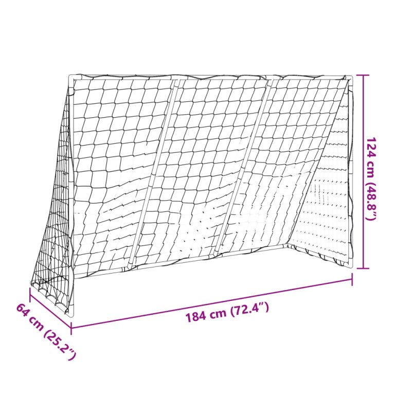 Poartă de fotbal pentru copii cu mingi 2-în-1 alb 184x64x124 cm